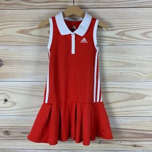 adidas Dress Girls 5 Red Collared Pleated Tennis Skirt Schoolgirl Sports
